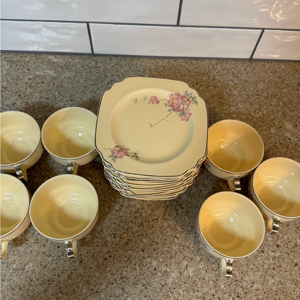 Vintage 1930s Art Deco Homer Laughlin Century Briar Rose bread & Butter